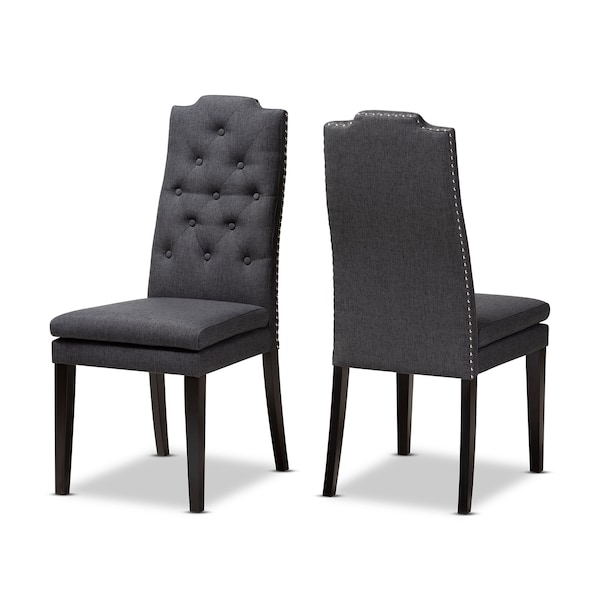 Baxton Studio Dylin Charcoal Upholstered Button Tufted Wood Dining Chair, PK2 155-9113 - main
